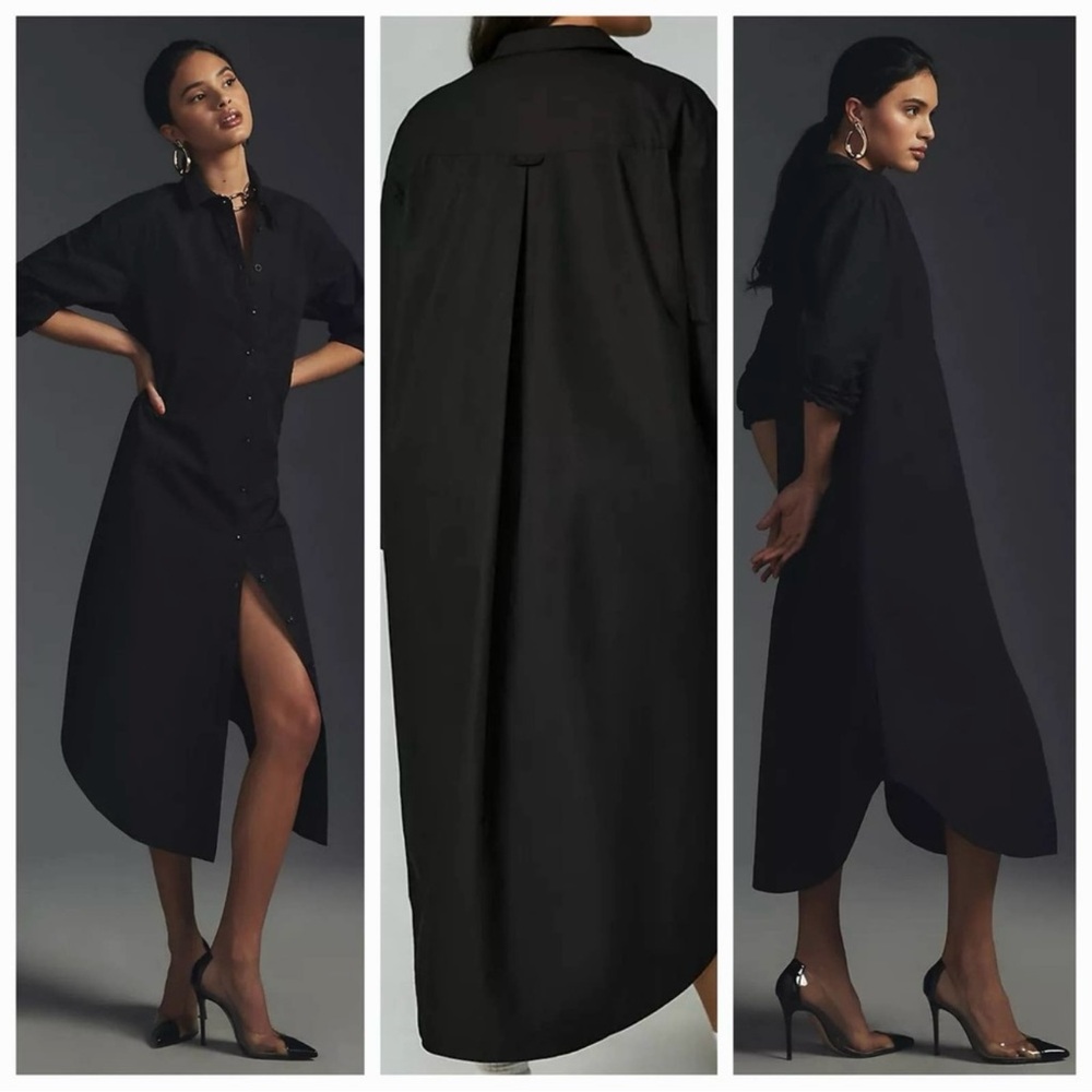 Anthropologie Maeve The Soren Longsleeve Black Shirt Dress Size Small